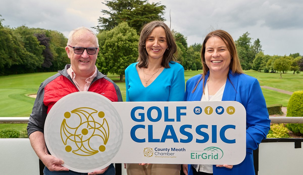 Fintan Hogan Hogans Farm & Board Member of County Meath Chamber, Paula McCaul CEO County Meath Chamber, Grainne Duffy Community Liaison Officer Eirgrid Main Sponsor of the County Meath Chamber Golf Classic
