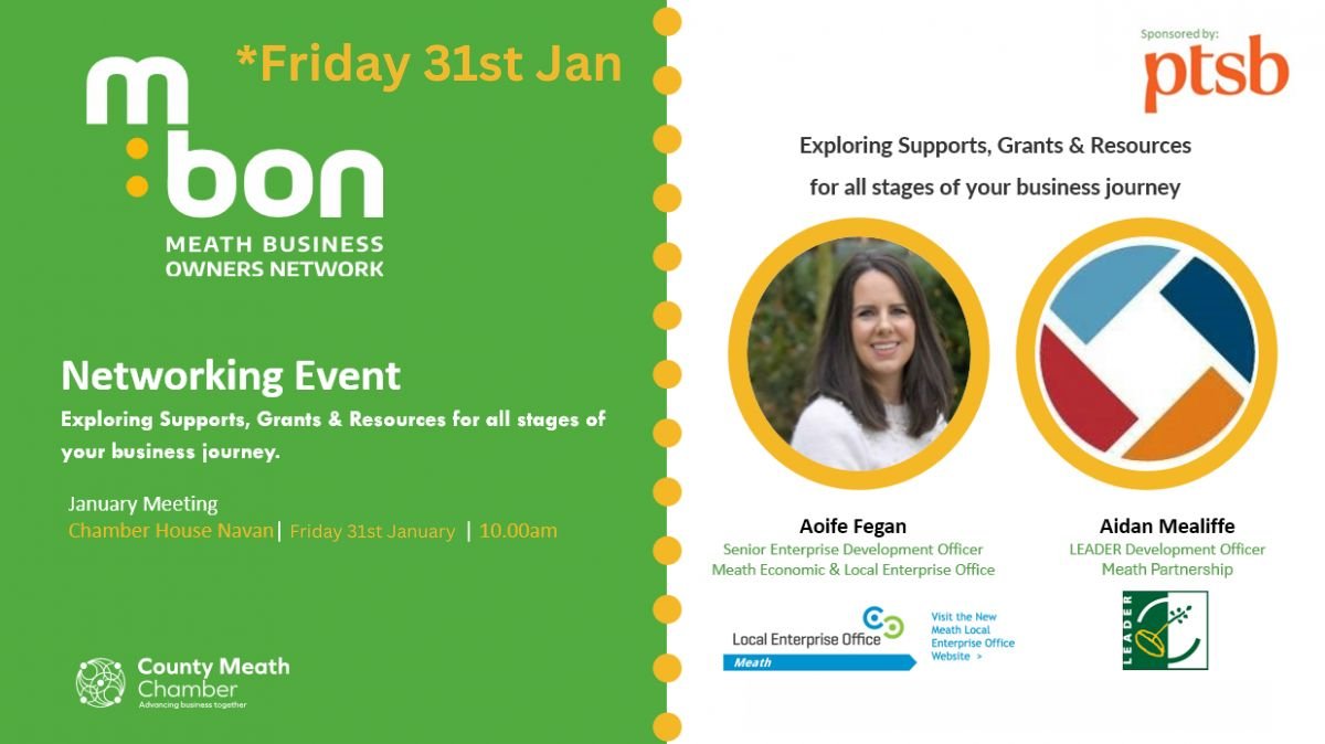 January MBON - Supports, Grants & Resources for SME's from LEO Meath & Meath Partnership.